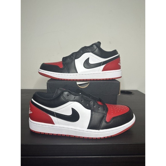 Brand New -Size 9.5 - Jordan 1 Low Black and Red (553558-161)-Ship Fast/In Hand! - Picture 1 of 7